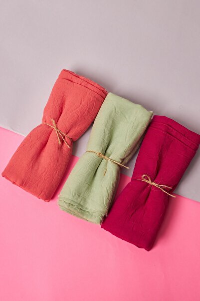 Organic Scarfs Tesettür Hijab Kadın Bambu Kraş Şal Modeli-3'lü Set