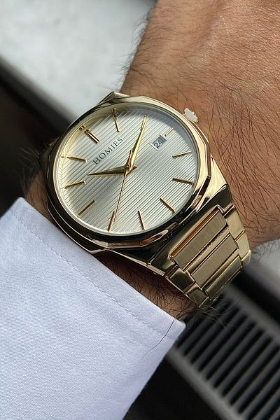 Homies Men's Wristwatch - Steel Cord and Calendar Detail