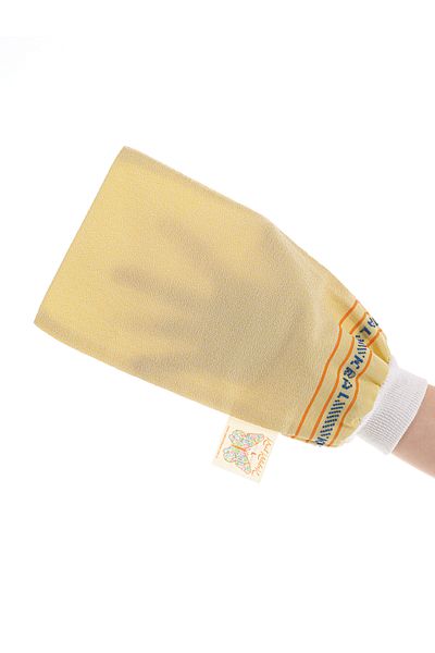 Kelebek Kese Yellow Bath Shower Exfoliating Gloves - King Pouch, 100% Flush Silk