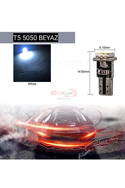 gürler oto kılıf ve aksesuar 3 Adet T5 5050 Led Kilometre Kadran Aydınlatma Ampülü Fiber Beyaz