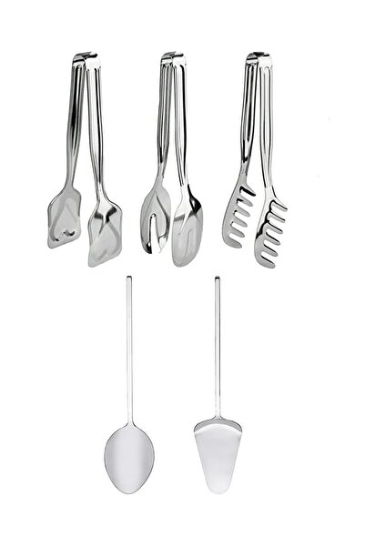 Genel Markalar Paslanmaz Çelik 5 Parça Servis Sunum Seti Kaşık Spatula Makarn...