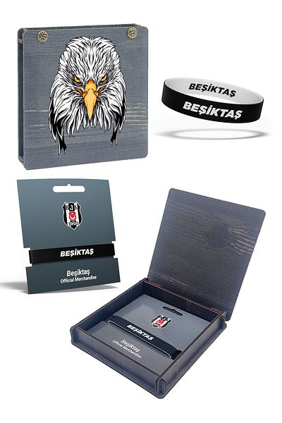 Beşiktaş Double Sided Silicone Bracelet - Eagle Printed with Gift Wooden Box
