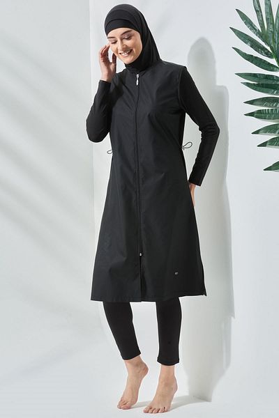 C&City Langer, vollständig bedeckter Hijab-Badeanzug C13075 Schwarz