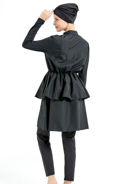 C&City Ολόσωμο μαγιό 4 τεμαχίων πλισέ Hijab C14122 Μαύρο