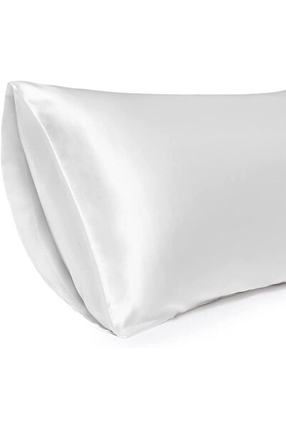 Tinybabyconcept Natural Cotton Satin Silk Textured Breathable Long Pillow Case 50X135 cm White with Hidden Zipper