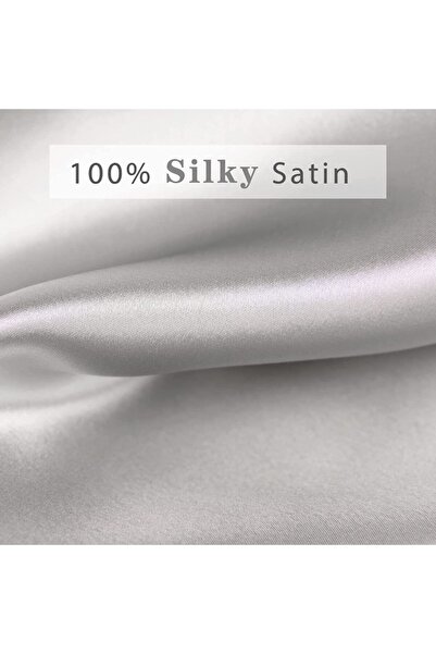 Tinybabyconcept 100% Silk Satin 50x70 Cm 2 Pillow Cases & 2 Buckles Gray Color