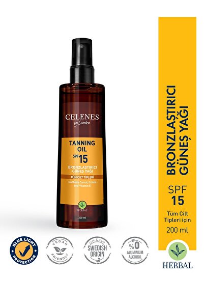 Celenes Herbal Bronzlaştırıcı Güneş Yağı Spf 15 200 ml