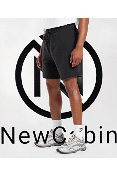 NewCabin Unisex Slim Fit Gray Black Cotton Summer Shorts 2-Piece