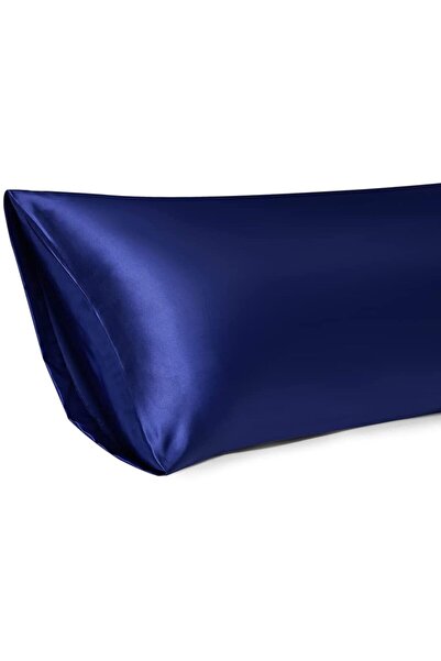 Tinybabyconcept Natural Silk Textured Cotton Satin 50x135cm Pillow Case with Hidden Zipper Dark Blue 1 Piece