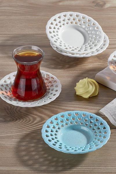 Tvet 12 Pieces 11 Cm Plastic Heart Tea Plate - Mixed Color Will Be Dispensed