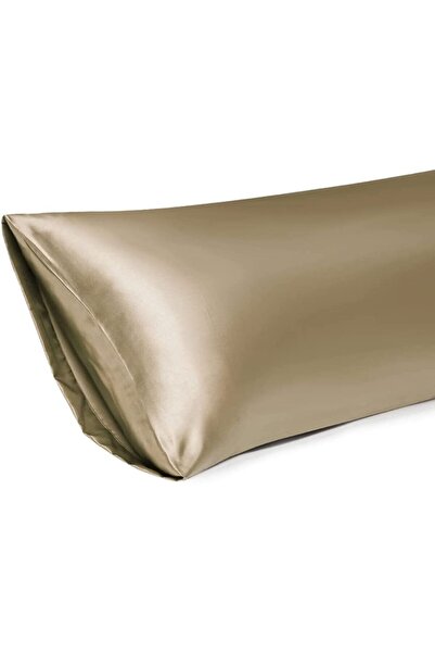 Tinybabyconcept Natural Cotton Satin Silk Textured Breathable Long Pillow Case 50X135 cm Beige with Hidden Zipper
