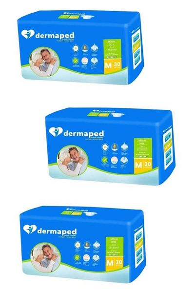 Dermaped 3-Pack Patient Diapers with Waistband M 30 Pack