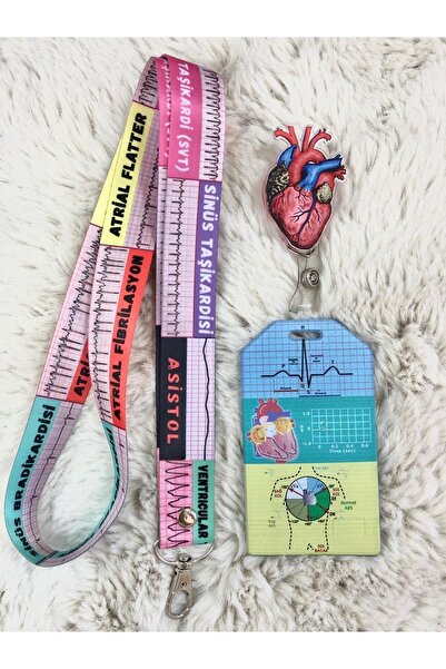 Hediyebum Cardiologie-kvc-ekg ritm inimă curea pentru gât frânghie suport vertical card și set yoyo