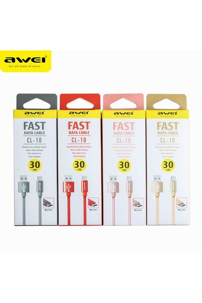 Sony İphone - Awei Fast Data Kablo CL-988 30 cm Kablo Powerbank Kablo Rose Gold uyumlu