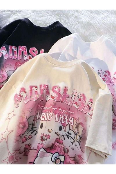 Touz Moda Μπλουζάκι Gothic Hello Kitty με στάμπα Oversize
