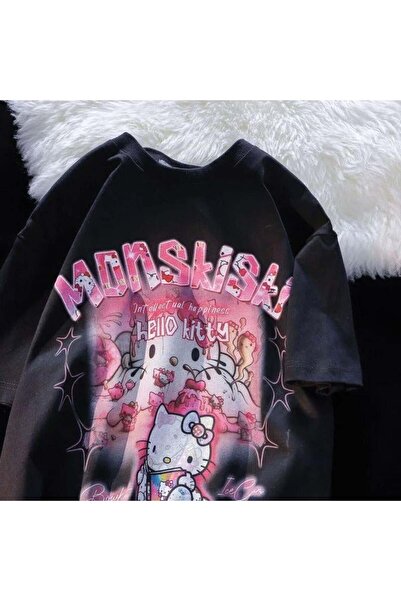 Touz Moda Hello Kitty Printed Gothic Oversize T-shirt