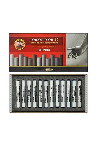 Koh-i Noor Toison Dor Soft Round Pastel Paint Gray Tones 12 Colors
