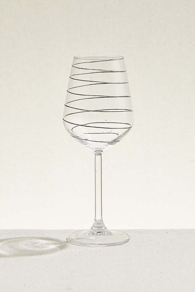 Paşabahçe Red Spiral Wine Glass - Silver 350 cc 1 PC