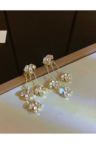 Wibex accessory Special Design Fine Detailed Elegant and Very Stylish Sparkling Dangle Brass Earrings