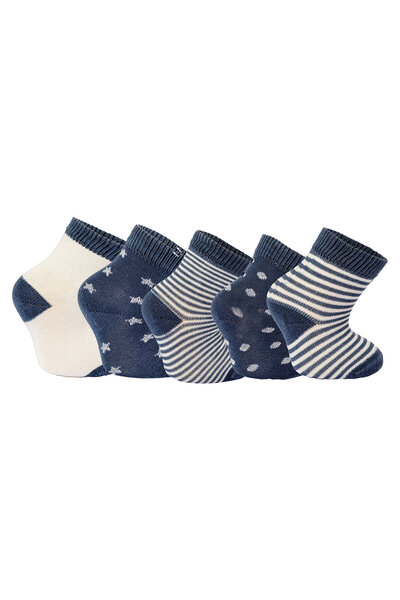 Aziz Bebe desenli 5'li Soket Çorap Erkek Bebek Mavi 12-24 ay