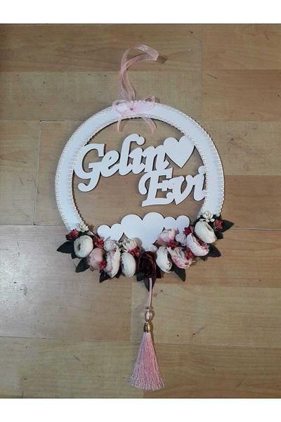 GÜVEN 'Bridal' Wooden Door Ornament with Flowers