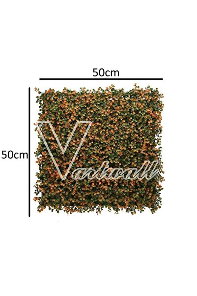 grassplast V.artwall Yapay Dikey Bahçe Turuncu Çiçekli Yapay Dikey Bahçe Duvar Kaplama Paneli Turuncu 50x50 Cm.