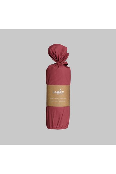 Sarev Double Fitted Claret Red Sheet Set - 160x200