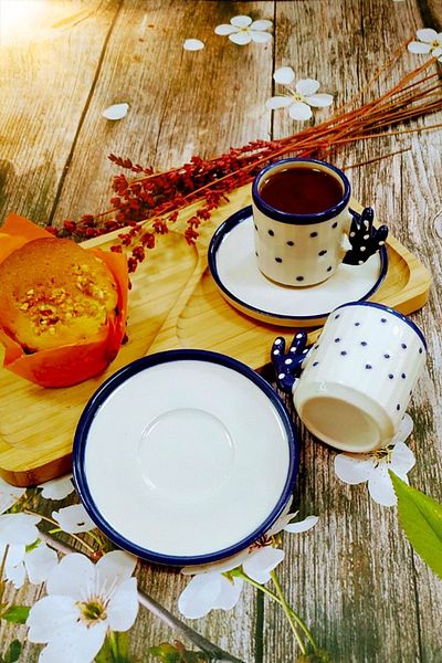 Otogar Çini Handmade Turkish Coffee Espresso Gift Cup 90 Ml 2-Person Cup Set