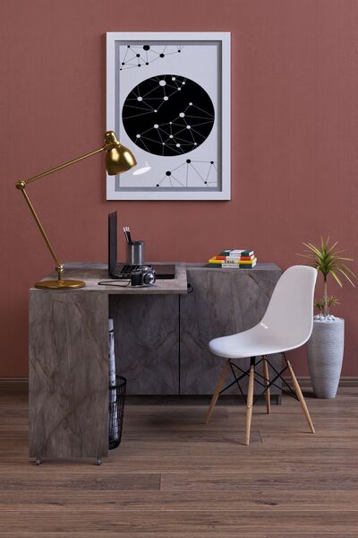 moka park avm Flor Çok Amaçlı Katlanabilen Dekoratif Çalışma Masası Gri