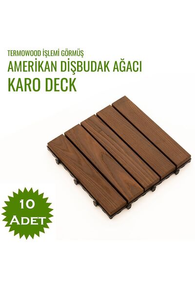 SUNSOE Dişbudak Ağacı Balkon Bahçe Ahşap Yer Döşemesi Karo Deck 30x30 cm - 10...