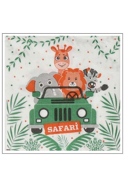 booddie Χαρτοπετσέτα γενεθλίων με χαρακτήρα Safari Cute Animals & Χαρτοπετσέτα διπλής στρώσης με θέμα το Safari Concept