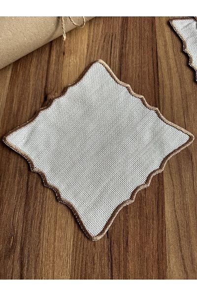 Nurhanhome 6 Pcs Suitable for Etamine Processing Bronze Embroidered Square Coffee Side Cocktail Presentation Napkin