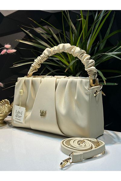 Levidor Levidor LEVDR.930074.KRM - Faux Leather Shoulder Bag with Special Color Combination