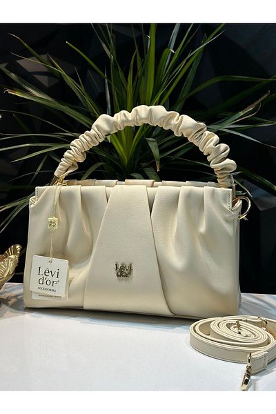 Levidor Levidor LEVDR.930074.KRM - Faux Leather Shoulder Bag with Special Color Combination