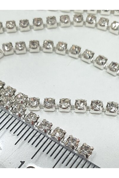 CRYSTALSHOP Taşlı Şerit - Ss12 ( 2,5mm ) Gümüş Kasa (3 METRE)
