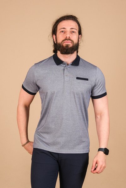 Çukurova Men's Mercerized Fleto Pocket Collar Detailed Kagi T-shirt