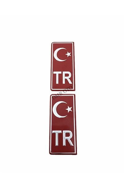 DMR Turkish Flag License Plate Sticker 2 Pieces