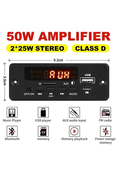 Choice 50W Amplifier 12V MP3 Decoder Board 25W 5V 18V Bluetooth 5.0 USB TF FM Radio Module For Speaker W...