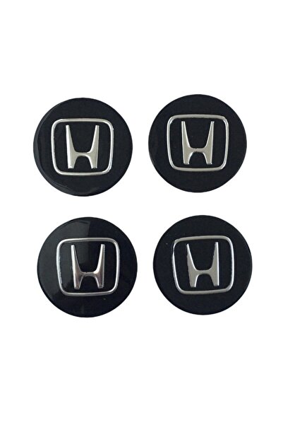 DMR Honda Siyah Logolu Alüminyum Jant Göbeği Logo 4'lü Yapıştırma 5,5 Cm