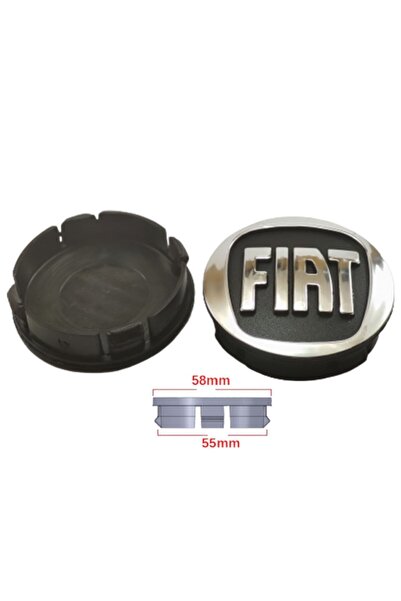 Kapak Dünyası Fiat Jant Göbeği 58-55mm Black-silver 4'lü Takım