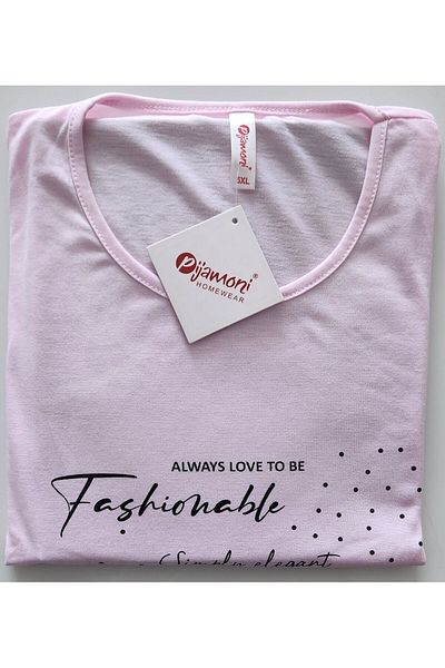 Pijamoni Battal Size Short Sleeve Mother's Pajamas Set - 7340-12