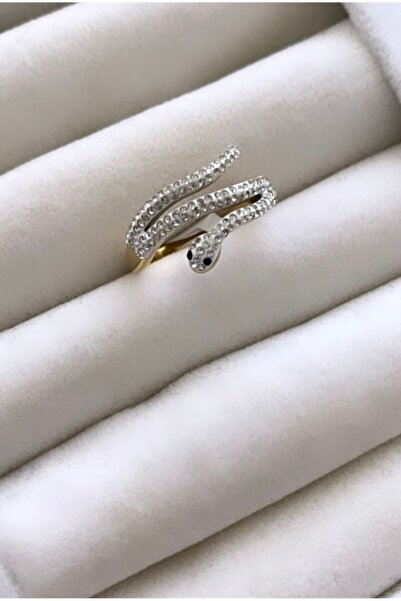 VNS Accessories Çelik Taşlı Yılan Yüzük