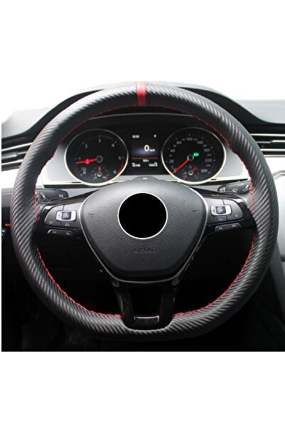 GARDENAUTO Opel Vectra B 1996-2002 Karbon Direksiyon Kılıfı Kırmızı Yüzüklü