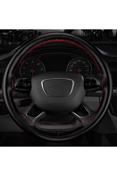 GARDENAUTO Chevrolet Cruze Deri Direksiyon Kılıfı Dikmeli Noktalı Kırmızı Dik...