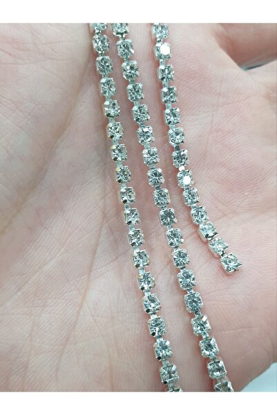 CRYSTALSHOP Taşlı Şerit - Ss12 ( 2,5mm ) Gümüş Kasa (3 METRE)