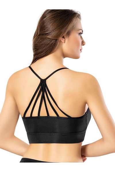VicTroy Diver Fabric Culoare neagră curea subțire pentru sport pentru femei - bustieră cu tampoane detașabile 64V48