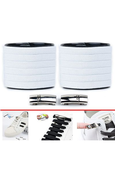 AiryFooT White Elastic Laces - 100 Cm Magnetic Shoelaces