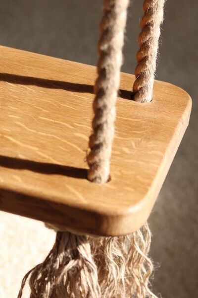 Alyones Doğal Dayanıklı Halatlı Ahşap Salıncak Ev Bahçe