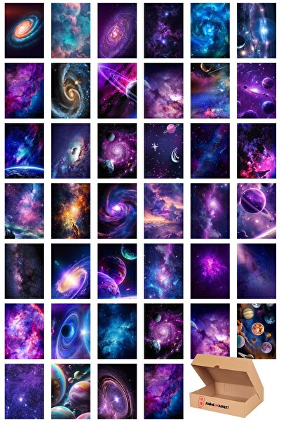 Anime Marketi Galaksi Duvar Poster Seti - Uzay Temalı Poster Seti - 40 Adet P...
