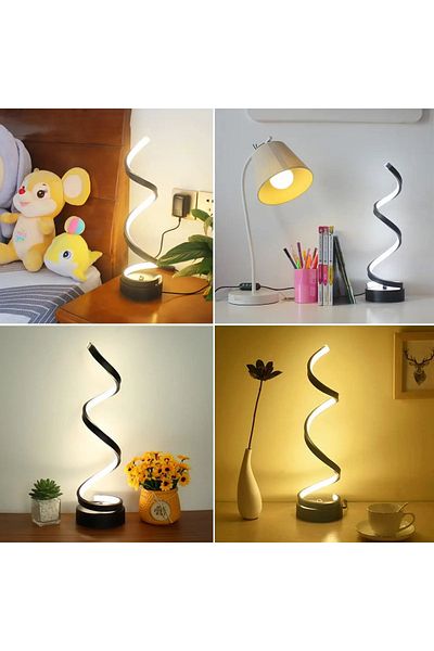 Choice Table Lamp for Bedroom - Bedside Lamps for Nightstand, Modern Spiral Dimmable LED Table Lamp for ...